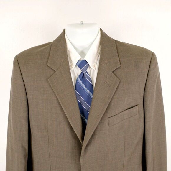 Brooks Brothers 346 Wool Green Glen Plaid W/ Brown Windowpane Blazer 40R 2 Butto